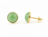 Bông tai Vàng Đá quý Cẩm thạch thiên nhiên Miến Điện Burmese Jadeite Jade Earrings in 14K Yellow Gold by AME Jewellery