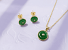 Trang sức Vàng Đồng điếu Cẩm thạch thiên nhiên Miến Điện Burmese BI Jadeite Jade Jewelry in 14K Yellow Gold by AME Jewellery