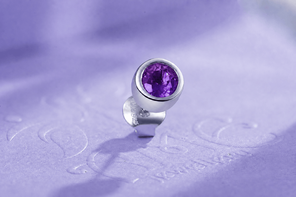 Khuyên tai Nam Đá quý tự nhiên Amethyst - AME Jewellery