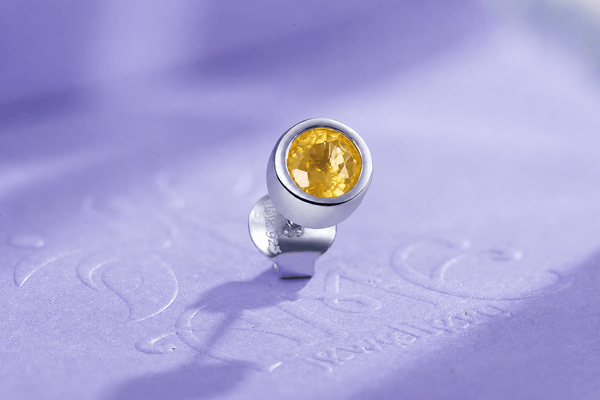 Natural Citrine Bezel Men's Earring in Sterling Silver - AME Jewellery