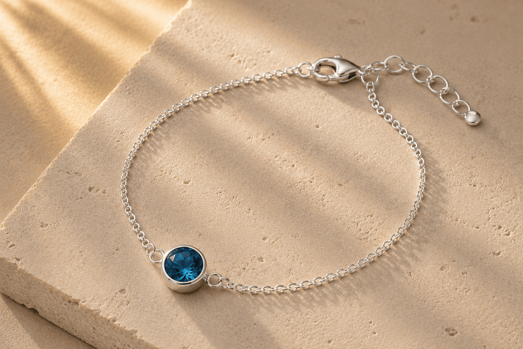 Lắc tay bạc cao cấp đá quý London Blue Topaz - AME Jewellery