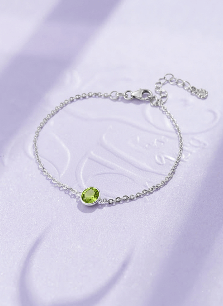 Lắc tay Đá quý thiên nhiên Peridot Bracelet in Sterling Silver by AME Jewellery