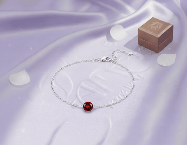 Lắc tay Đá quý thiên nhiên Red Garnet Bracelet in Sterling Silver by AME Jewellery