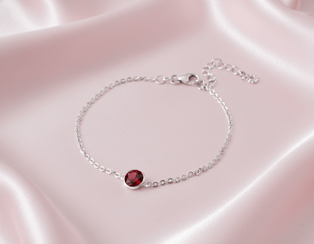 Lắc tay Đá quý thiên nhiên Red Garnet Bracelet in Sterling Silver by AME Jewellery