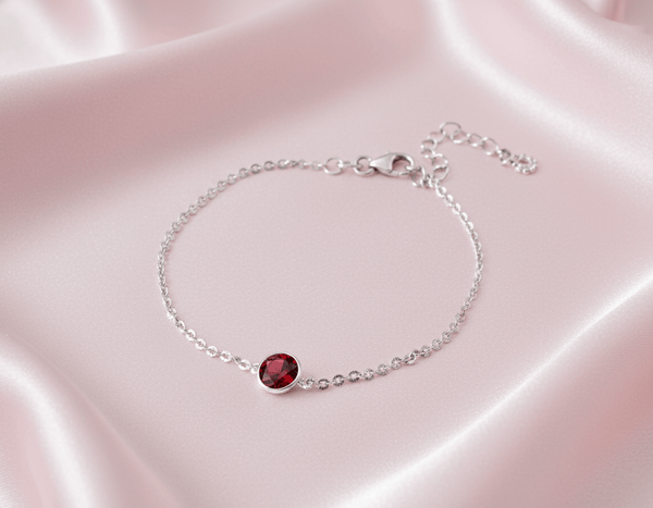 Lắc tay Đá quý thiên nhiên Red Garnet Bracelet in Sterling Silver by AME Jewellery