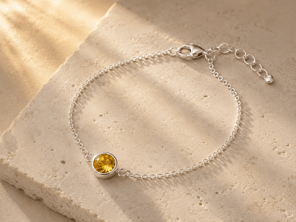 Lắc tay Bạc cao cấp Đá quý tự nhiên Citrine - AME Jewellery