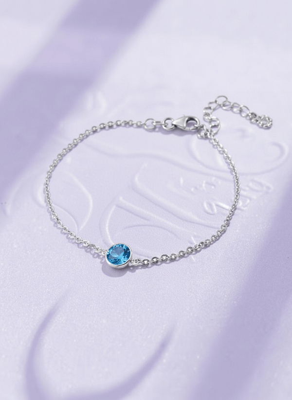 Lắc tay Đá quý thiên nhiên Blue Topaz Bracelet in Sterling Silver by AME Jewellery