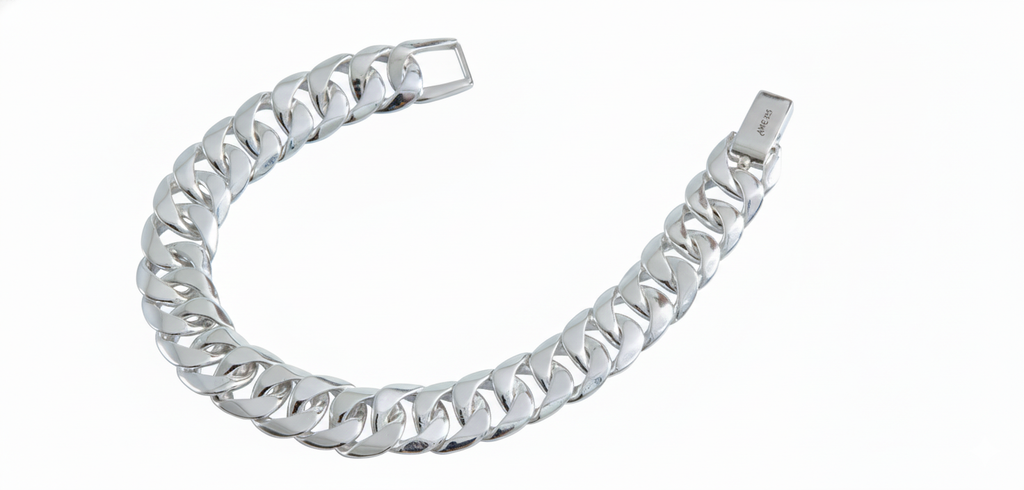 Lắc tay Nam Bạc cao cấp | Men's Cuban Silver Bracelet | AME Jewellery