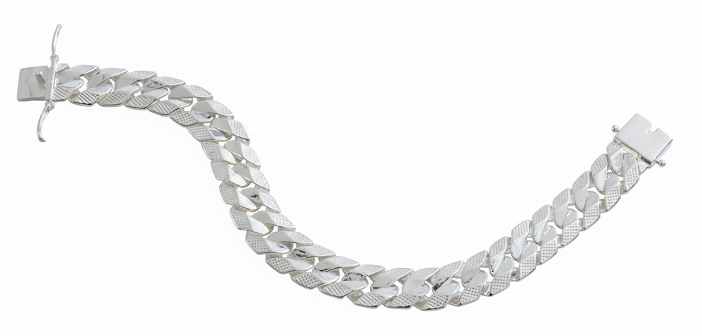 Lắc tay Nam Bạc cao cấp | Men's Cuban Silver Bracelet | AME Jewellery