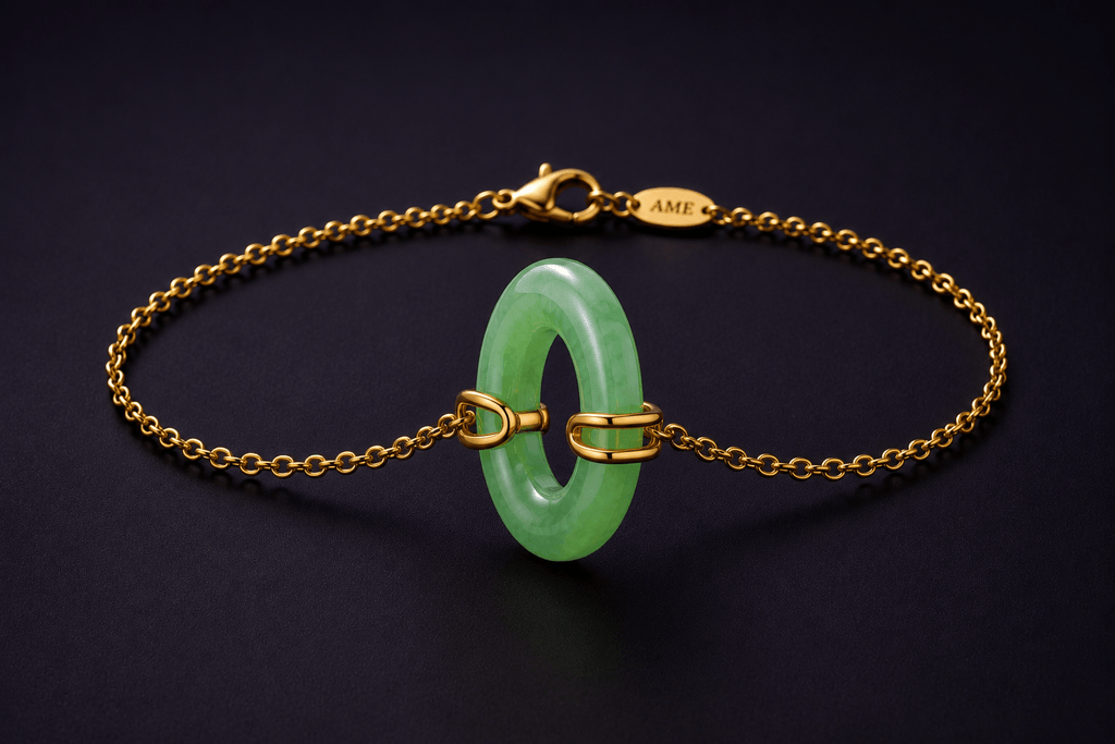 Lắc tay Vàng Đồng điếu Cẩm thạch Miến Điện - AME Jewellery