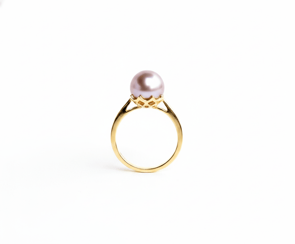 Nhẫn Vàng Ngọc trai nước nuôi ngọt màu Lavender Freshwater Cultured Pearl Ring in 14K Yellow Gold by AME Jewellery