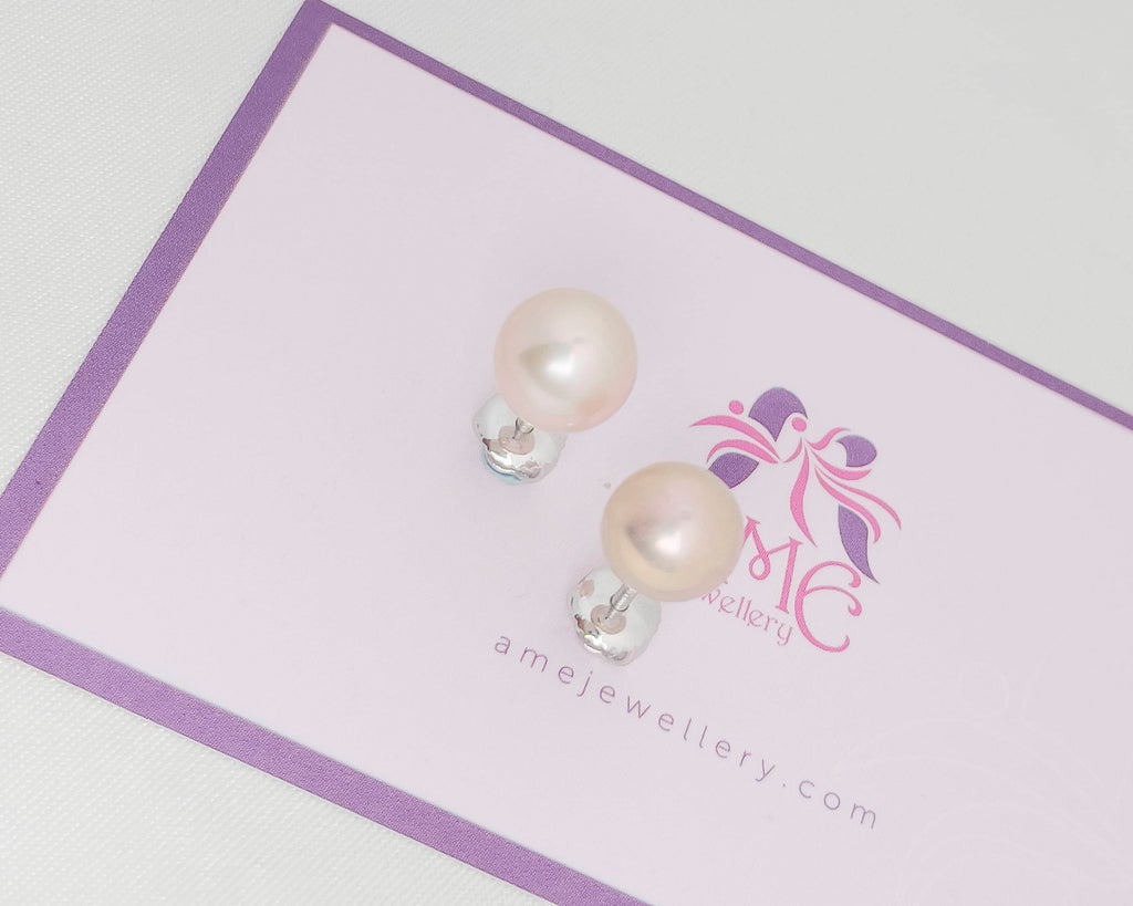 Bông tai Ngọc trai Lavender Freshwater Cultured Pearl Earrings in 14K White Gold by AME Jewellery