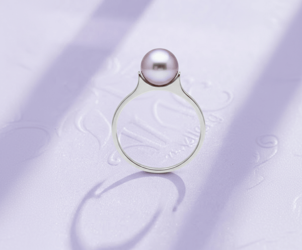 Nhẫn Vàng trắng Ngọc trai nuôi nước ngọt Lavender Freshwater Pearl Ring in 10K White Gold by AME Jewellery