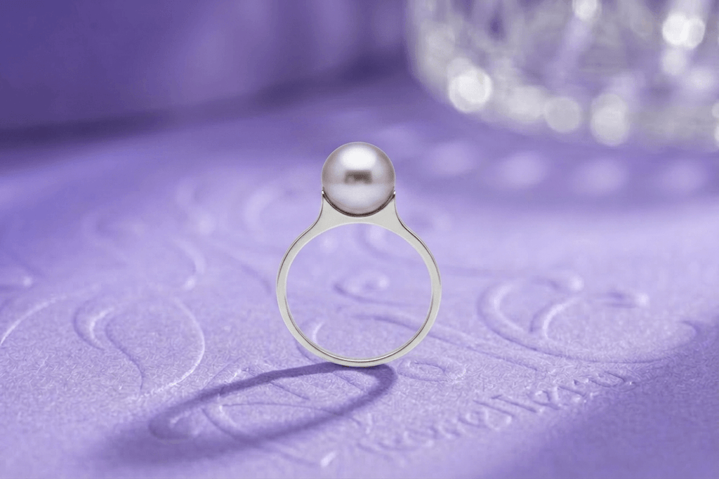 Lavender / Pink Freshwater Cultured Pearl Ring in 10K White Gold by AME Jewellery
