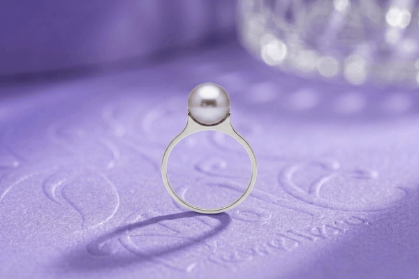 Lavender / Pink Freshwater Cultured Pearl Ring in 10K White Gold by AME Jewellery