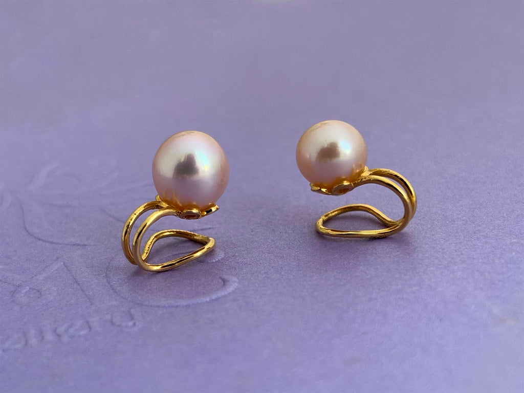 Bông tai Kẹp Ngọc trai Lavender Freshwater Cultured Pearl Clip-onEarrings in 14K Yellow Gold by AME Jewellery