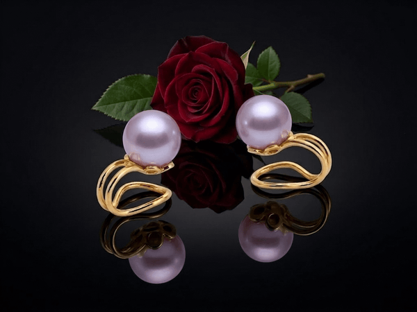 Bông tai Kẹp Ngọc trai Lavender Freshwater Cultured Pearl Clip-onEarrings in 14K Yellow Gold by AME Jewellery