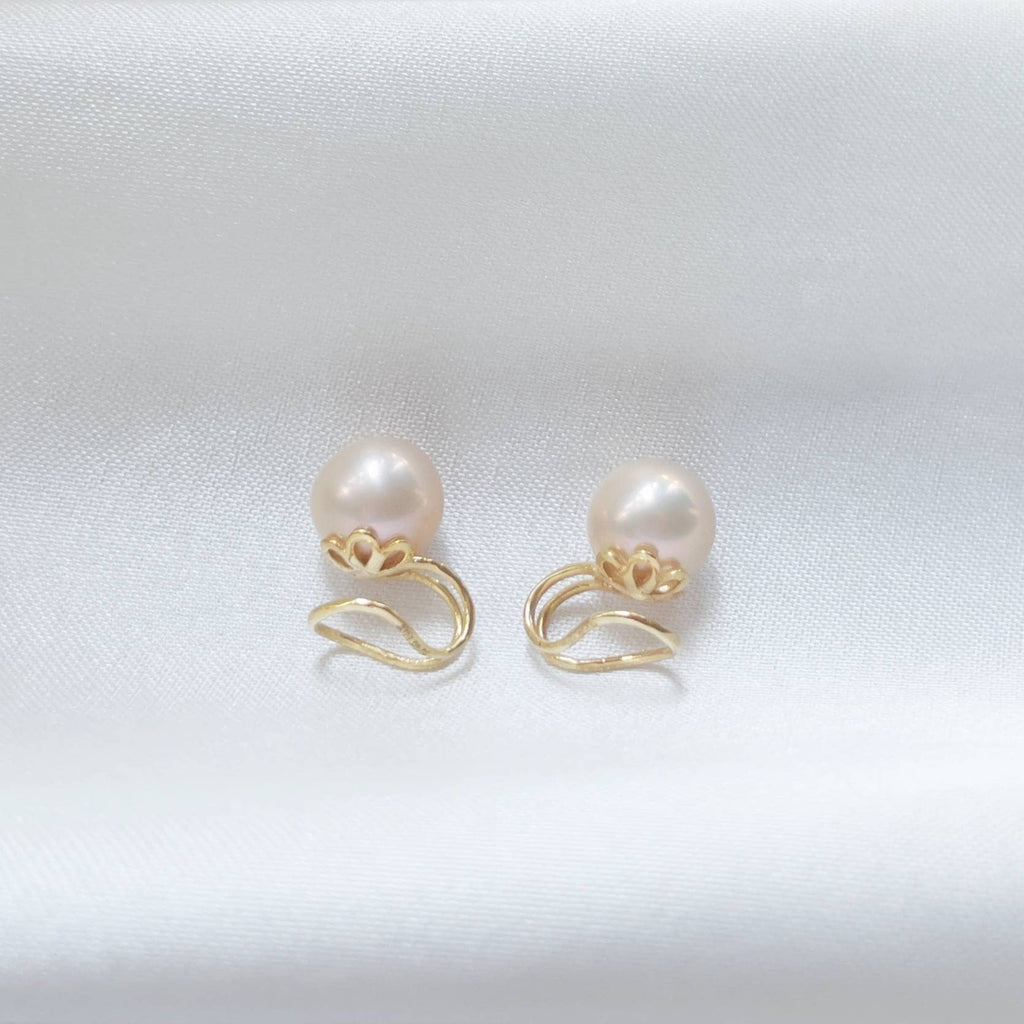 Bông tai Kẹp Ngọc trai Lavender Freshwater Cultured Pearl Clip-onEarrings in 14K Yellow Gold | AME Jewellery