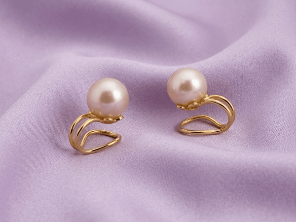 Bông tai Kẹp Ngọc trai Lavender Freshwater Cultured Pearl Clip-onEarrings in 14K Yellow Gold by AME Jewellery