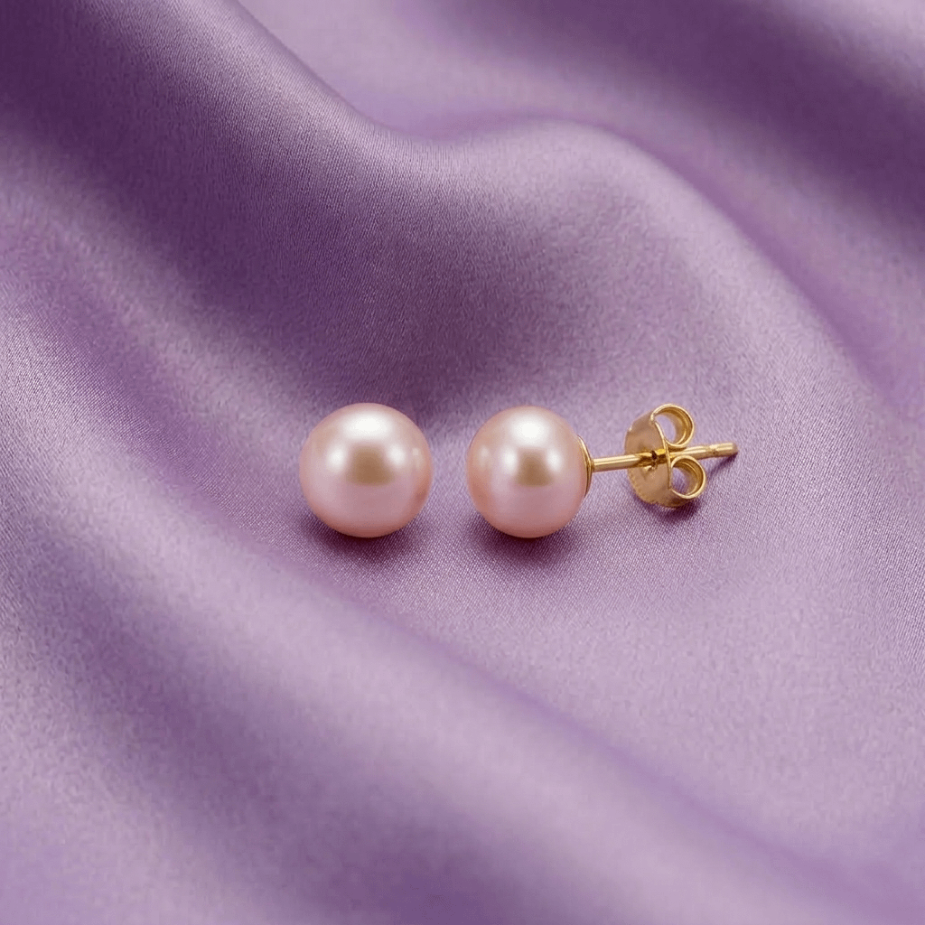 Bông tai Ngọc trai Lavender Freshwater Cultured Pearl Earrings 14K Yellow Gold | AME Jewellery