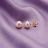 Bông tai Ngọc trai Lavender Freshwater Cultured Pearl Earrings 14K Yellow Gold | AME Jewellery