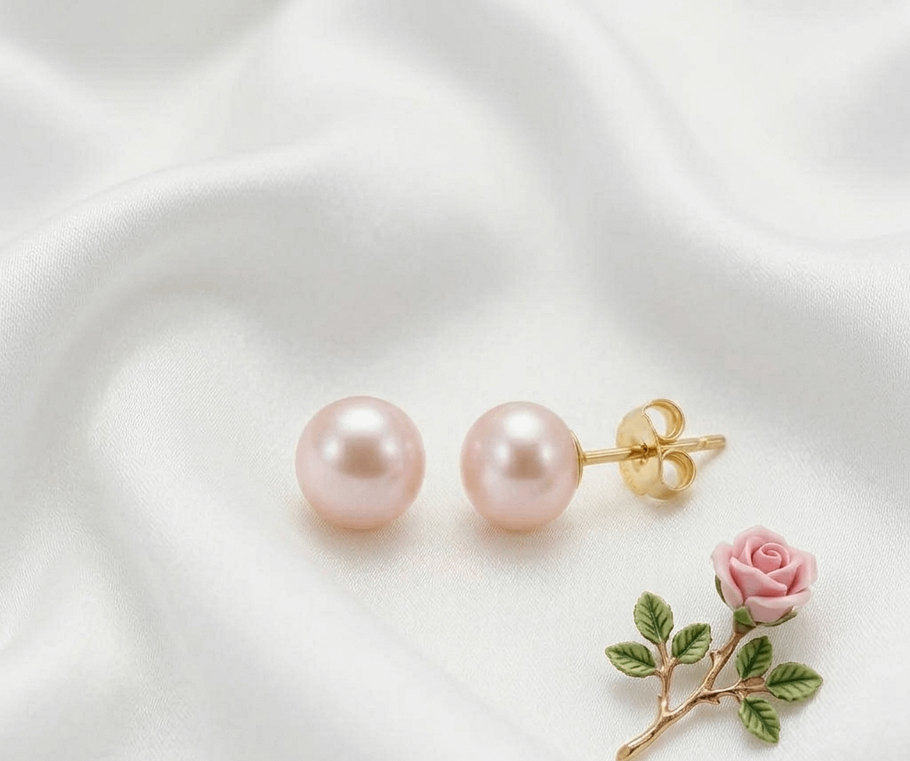 Bông tai Ngọc trai Lavender Freshwater Cultured Pearl Earrings 14K Yellow Gold | AME Jewellery
