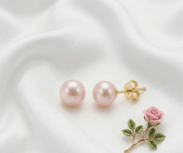 Bông tai Ngọc trai Lavender Freshwater Cultured Pearl Earrings 14K Yellow Gold | AME Jewellery