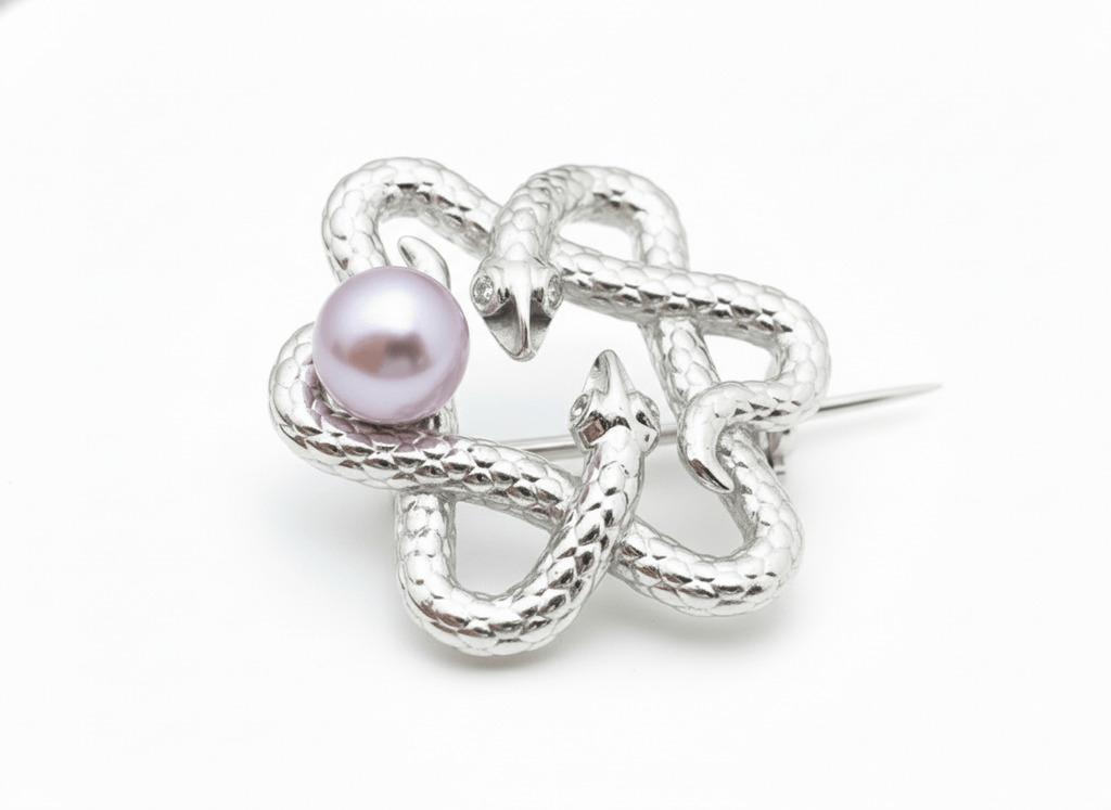 Cài Áo Rắn Ngọc trai Lavender Pearl Snake Brooch - Le Motif du Serpent by AME Jewellery