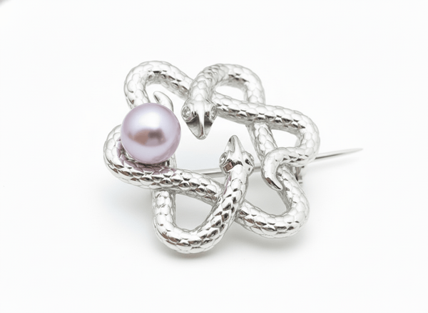Cài Áo Rắn Ngọc trai Lavender Pearl Snake Brooch - Le Motif du Serpent by AME Jewellery