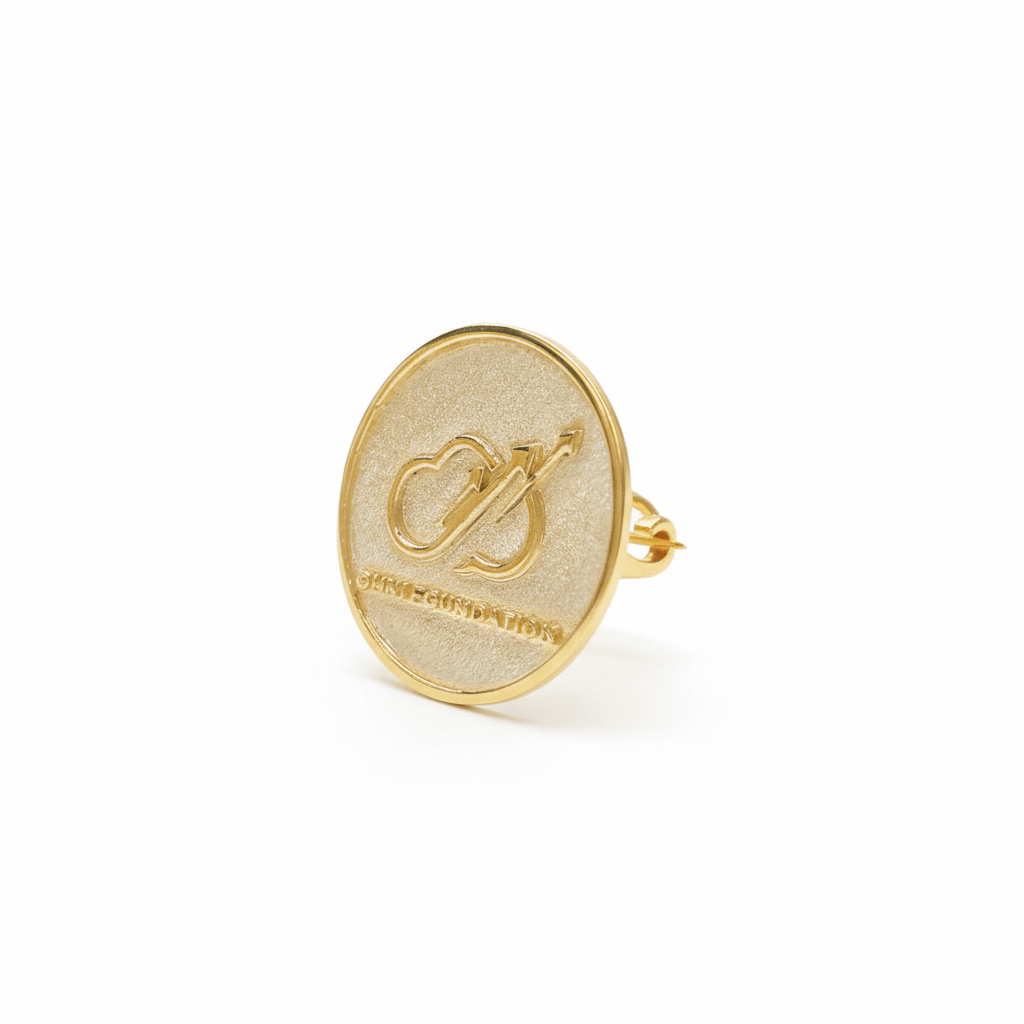 Logo OMN1 Foundation Brooch in Yellow Gold by AME Jewellery