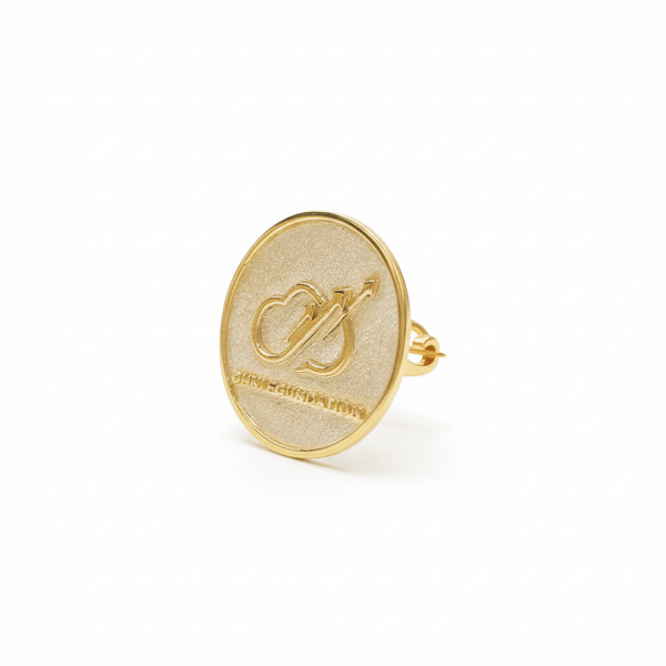 Logo OMN1 Foundation Brooch in Yellow Gold by AME Jewellery