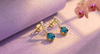 Natural London Blue Topaz Drop Earrings in 14K Yellow Gold by AME Jewellery.