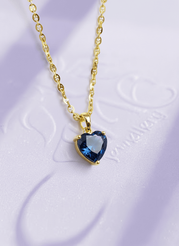 Mặt dây chuyền Vàng Đá quý tự nhiên Heart cut London Blue Topaz Pendant 14K Yellow Gold by AME Jewellery