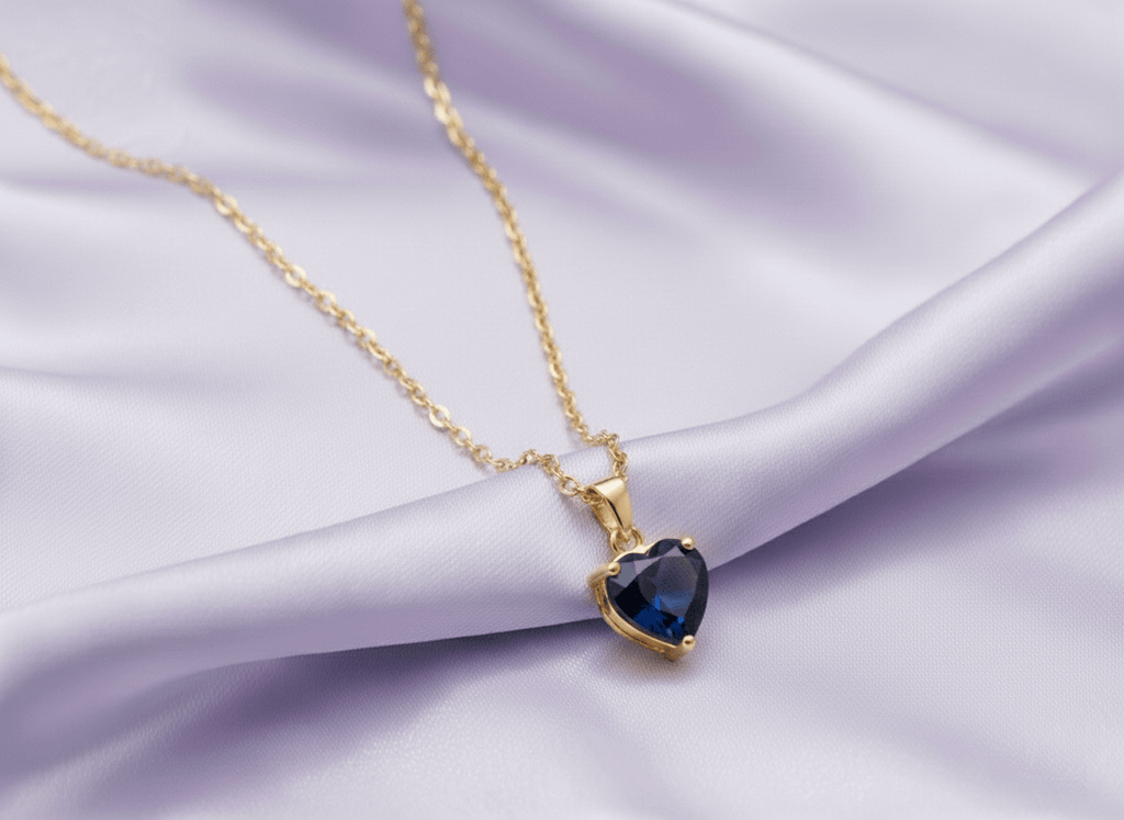 Mặt dây chuyền Vàng Đá quý tự nhiên Heart cut London Blue Topaz Pendant 14K Yellow Gold by AME Jewellery