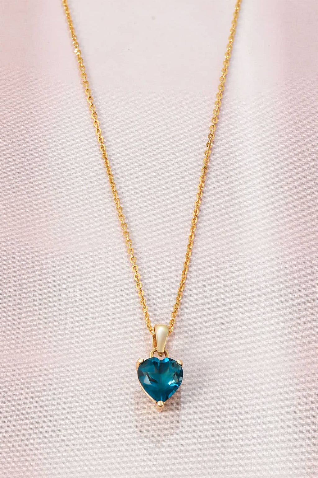 Mặt dây chuyền Vàng Đá quý tự nhiên Heart cut London Blue Topaz Pendant 14K Yellow Gold by AME Jewellery