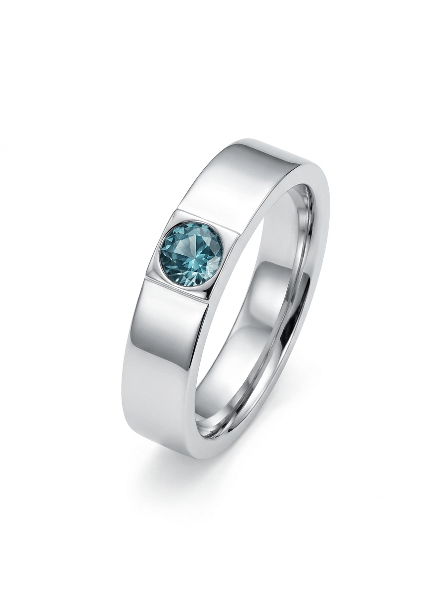 Nhẫn Đá quý tự nhiên Natural London Blue Topaz Men's Ring in Sterling Silver by AME Jewellery