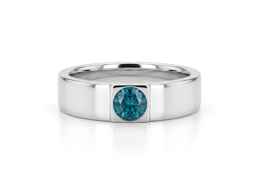 Nhẫn Đá quý tự nhiên Natural London Blue Topaz Men's Ring in Sterling Silver by AME Jewellery