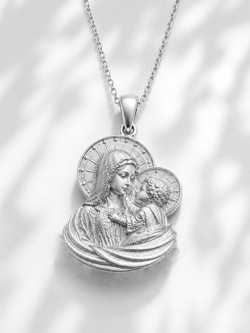 Madonna and Child Pendant in Sterling Silver | Christian Jewelry– AME ...