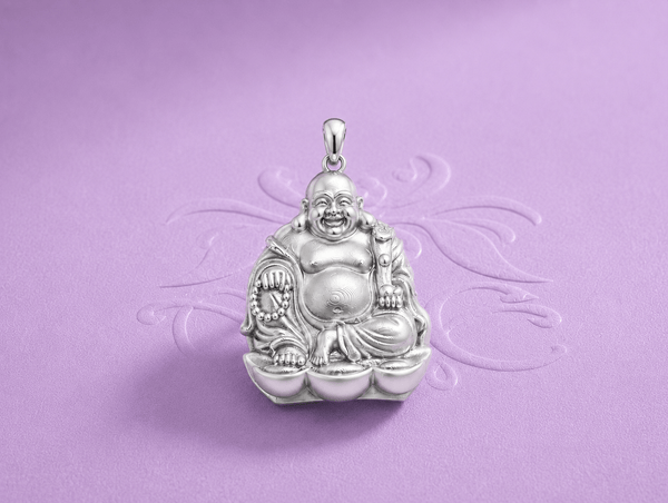 Maitreya Buddha Pendant Necklace in Sterling Silver by AME Jewellery.