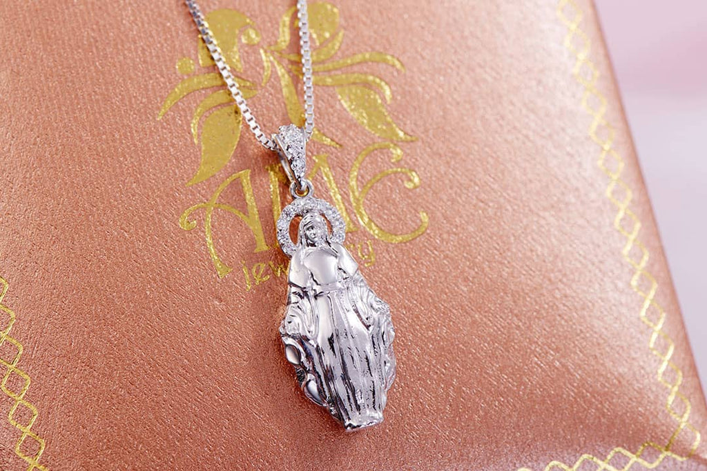 Mặt dây Đức Mẹ Maria | Virgin Mary Silver Pendant Necklace | AME Jewellery