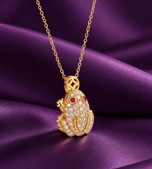 mặt dây chuyền vàng 14K cóc ngậm tiền may mắn - AME Jewellery