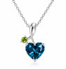 Mặt dây chuyền bạc cao cấp đá quý tự nhiên London Blue Topaz tim và peridot - AME Jewellery
