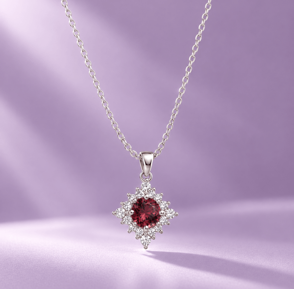 Mặt dây Đá quý tự nhiên Red Garnet 5mm- AME Jewellery