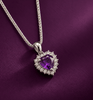 mặt dây chuyền bạc cao cấp đá quý tự nhiên amethyst heart-cut - AME Jewellery