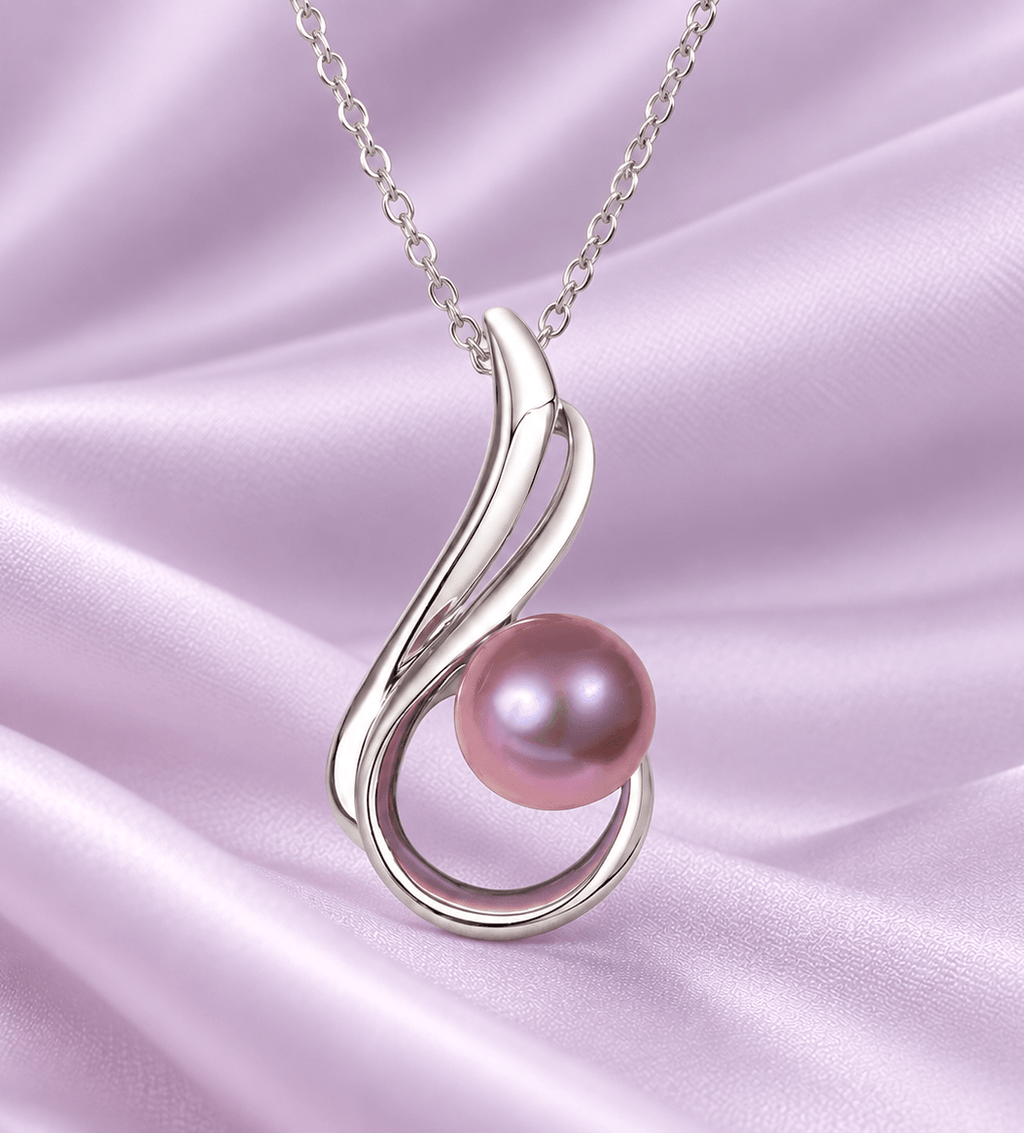 mặt dây chuyền ngọc trai nuôi nước ngọt màu tím hoa cà - AME Jewellery