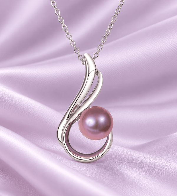 mặt dây chuyền ngọc trai nuôi nước ngọt màu tím hoa cà - AME Jewellery