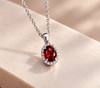 Mặt dây chuyền Bạc cao cấp oval Đá quý tự nhiên Red Garnet của AME Jewellery. 