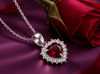 mặt dây chuyền bạc cao cấp đá quý tự nhiên garnet trái tim đỏ - AME Jewellery