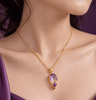  Natural Pear-cut Ametrine Pendant Necklace, crafted in 14K yellow gold by AME Jewellery. 
