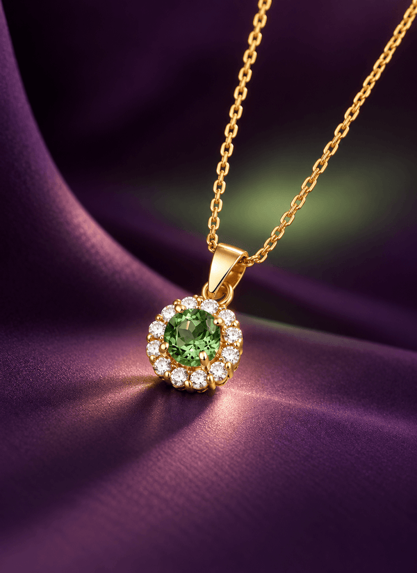 Mặt dây chuyền Vàng đá quý tự nhiên Green Tourmaline - AME Jewellery